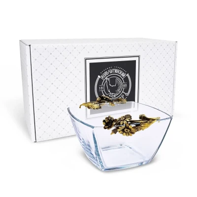 Салатник малый "Ромашки" латунный с чернением