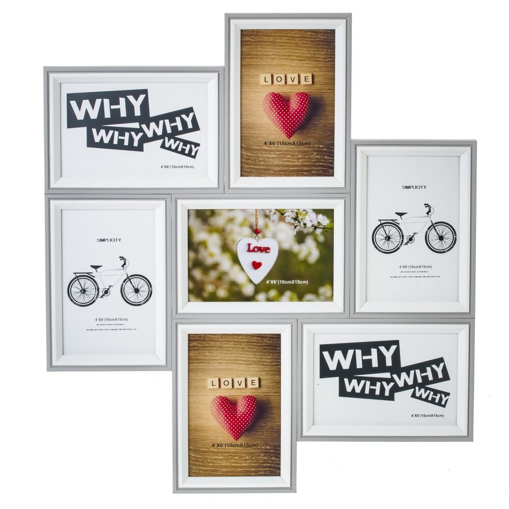 Фоторамка-панно для 7-ми фото, L41 W2 H46 см