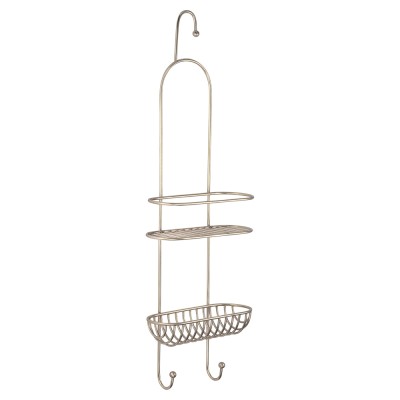 Полка двухъярусная в душевую, цвет состаренное серебро