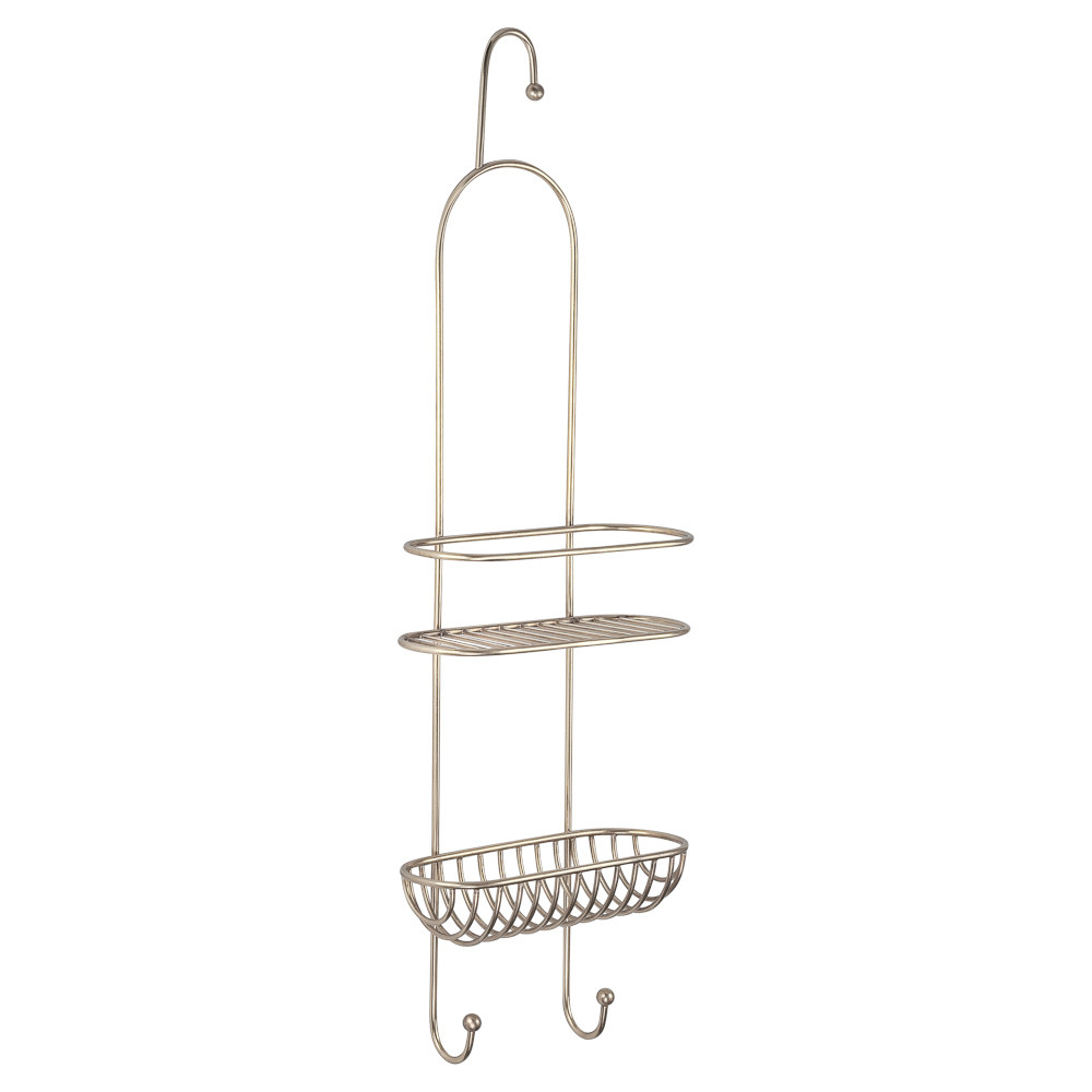 Полка двухъярусная в душевую, цвет состаренное серебро