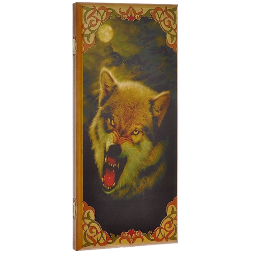 Нарды в деревянной коробке Волк Злой
