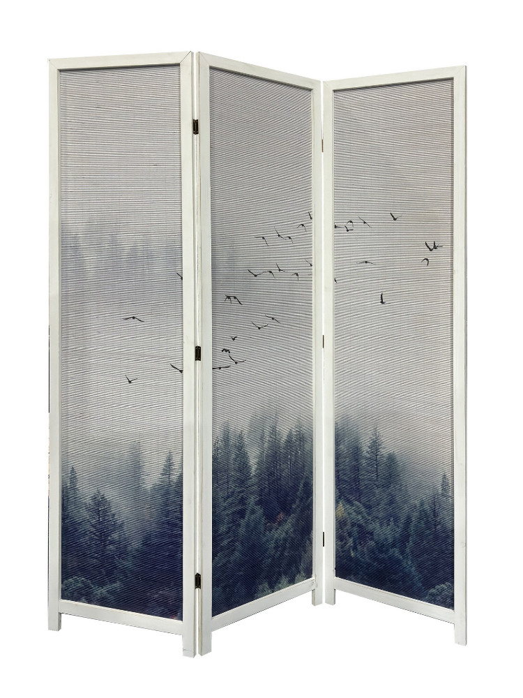Ширма декоративная 3 секции из бамбука ''Над тайгой'
