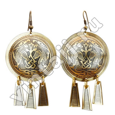 Шумящие серьги "Ястребы у Древа Жизни"