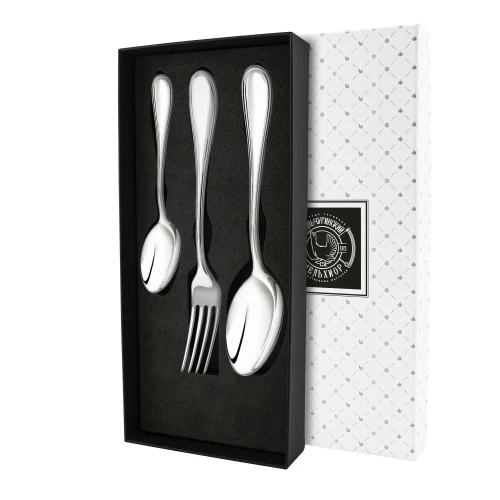 Набор столовый "Капелька": вилка, ложка, чайная ложка посеребренный