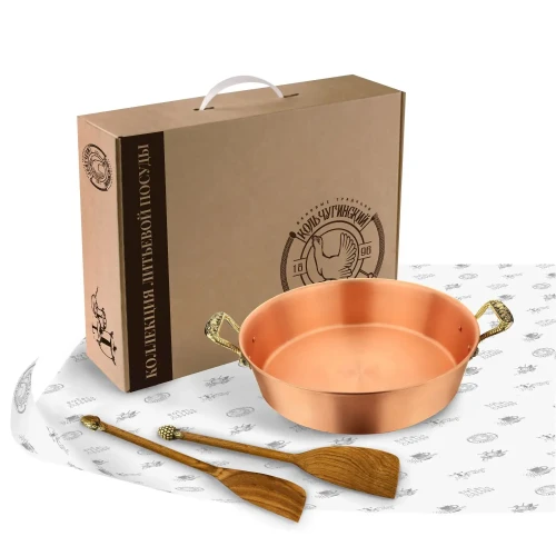 Медный таз и 2 лопатки для варки варенья "Садовые ягоды" 4,5 литра Медный таз и 2 лопатки для варки варенья "Садовые ягоды" 4,5 литра