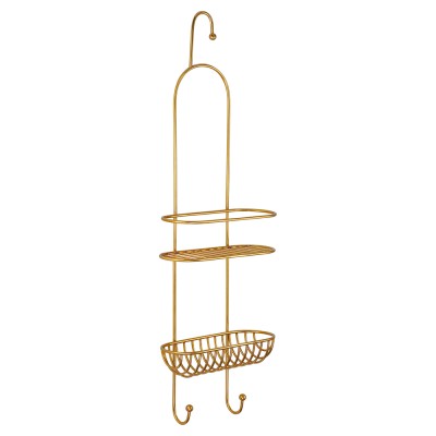 Полка двухъярусная в душевую, цвет латунь