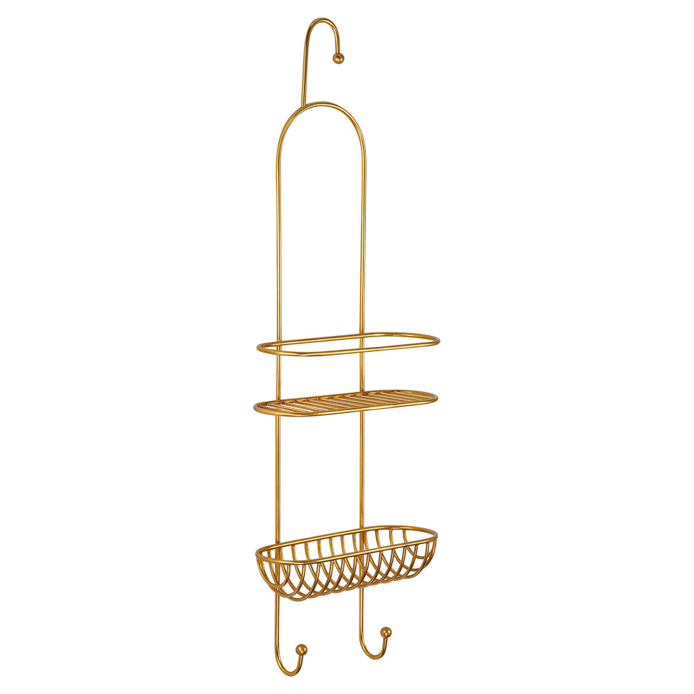 Полка двухъярусная в душевую, цвет латунь