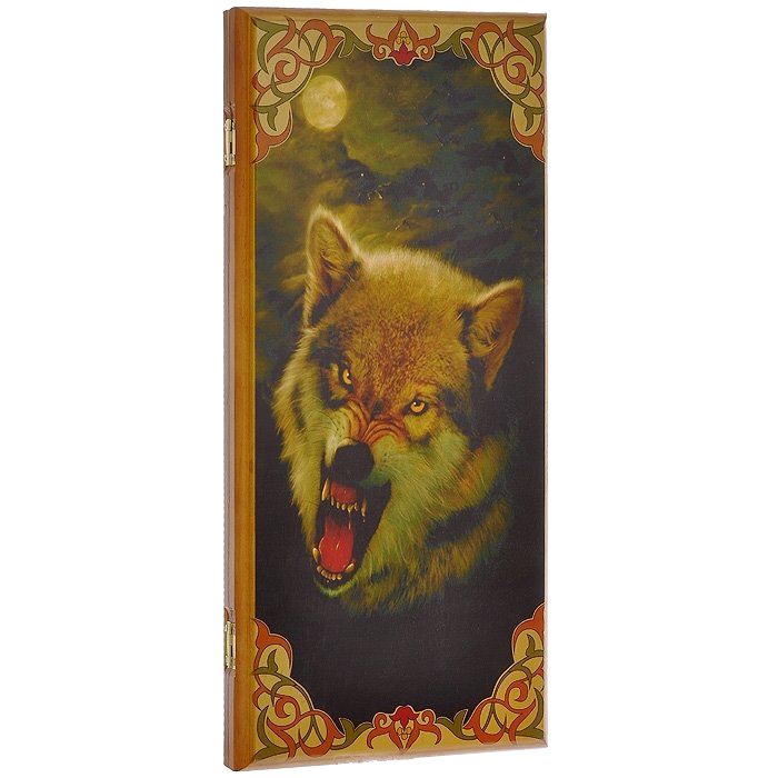 Нарды в деревянной коробке Волк Злой