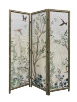 Ширма декоративная 3 секции из бамбука '''Райские Птицы''
