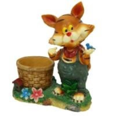 Садовое кашпо "Котенок с синичкой"     