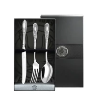 Набор столовый "№1": вилка, ложка, нож посеребренный с чернением