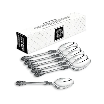 Набор чайных ложек "Праздничный" посеребренный с чернением
