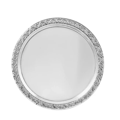 Поднос декоративный круглый с рис. посеребренный
