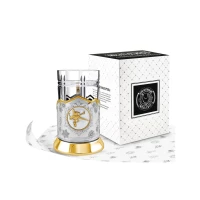 Набор для чая никелированный с позолотой  "Зимние виды спорта Фигурное катание"