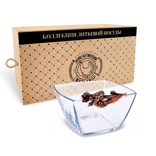 Салатник малый "Ромашки" медный с чернением с одной ручкой Салатник малый "Ромашки" медный с чернением с одной ручкой