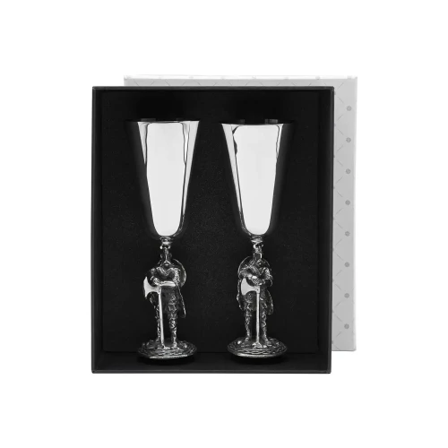Набор из 2 рюмок "Викинги" посеребренный с чернением