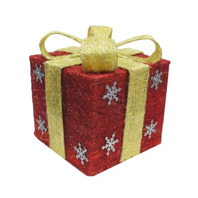 Коробка с бантом со светодиодными огнями / Новогоднее украшение