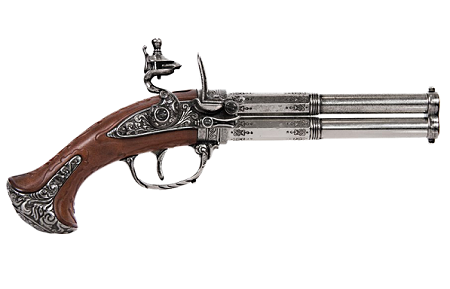 Макет двухствольного пистоля "Флинтлок"
