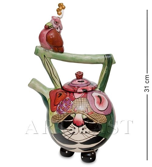 BS-115 Заварочный чайник  "Кот Кланси и птичка"