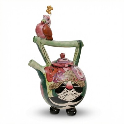 BS-115 Заварочный чайник  "Кот Кланси и птичка"