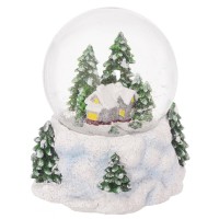 Фигурка декор с стеклянном шаре "Домик" с муз, D10 см, L12 W12 H14,5 см, 2в.