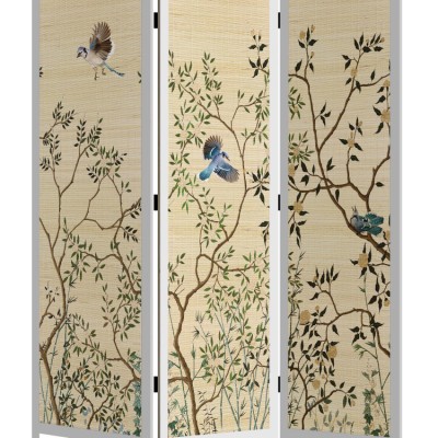 Ширма декоративная 3 секции из бамбука ''Яблони в цвету''