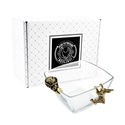 Чаша для орехов "Заяц" латунная с чернением