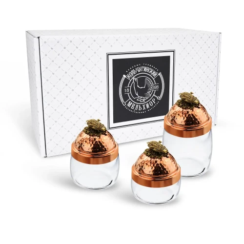 Набор банок под сыпучие продукты с медной кованой крышкой "Кукуруза" 3 предмета