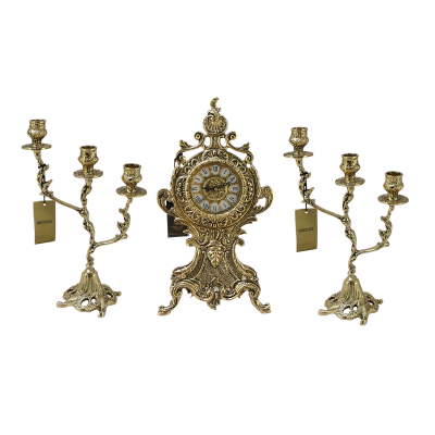 Каминные часы плоские с канделябрами "Каранка"