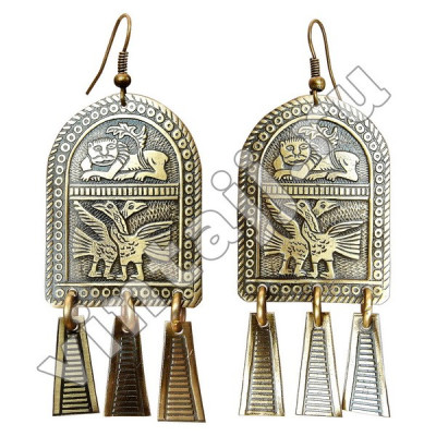 Шумящие серьги "Лев и лебеди"