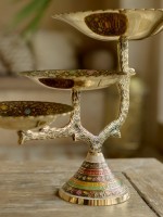 Фруктовница латунь резная тёмная цветная эмаль