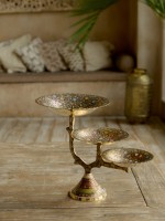 Фруктовница латунь резная тёмная цветная эмаль