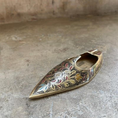 Пепельница латунь резная CHUNIYA JALI тёмная цветная эмаль