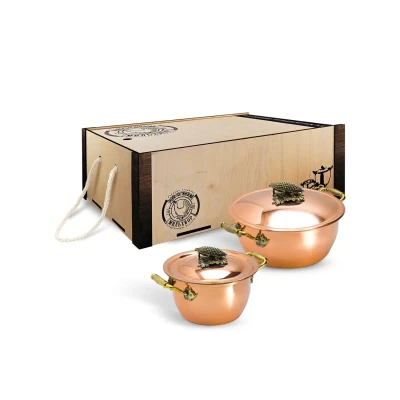 Набор медной посуды "Кукуруза" 2 предмета (кастрюля 2,0 л, кастрюля 3,5 л) в коробе