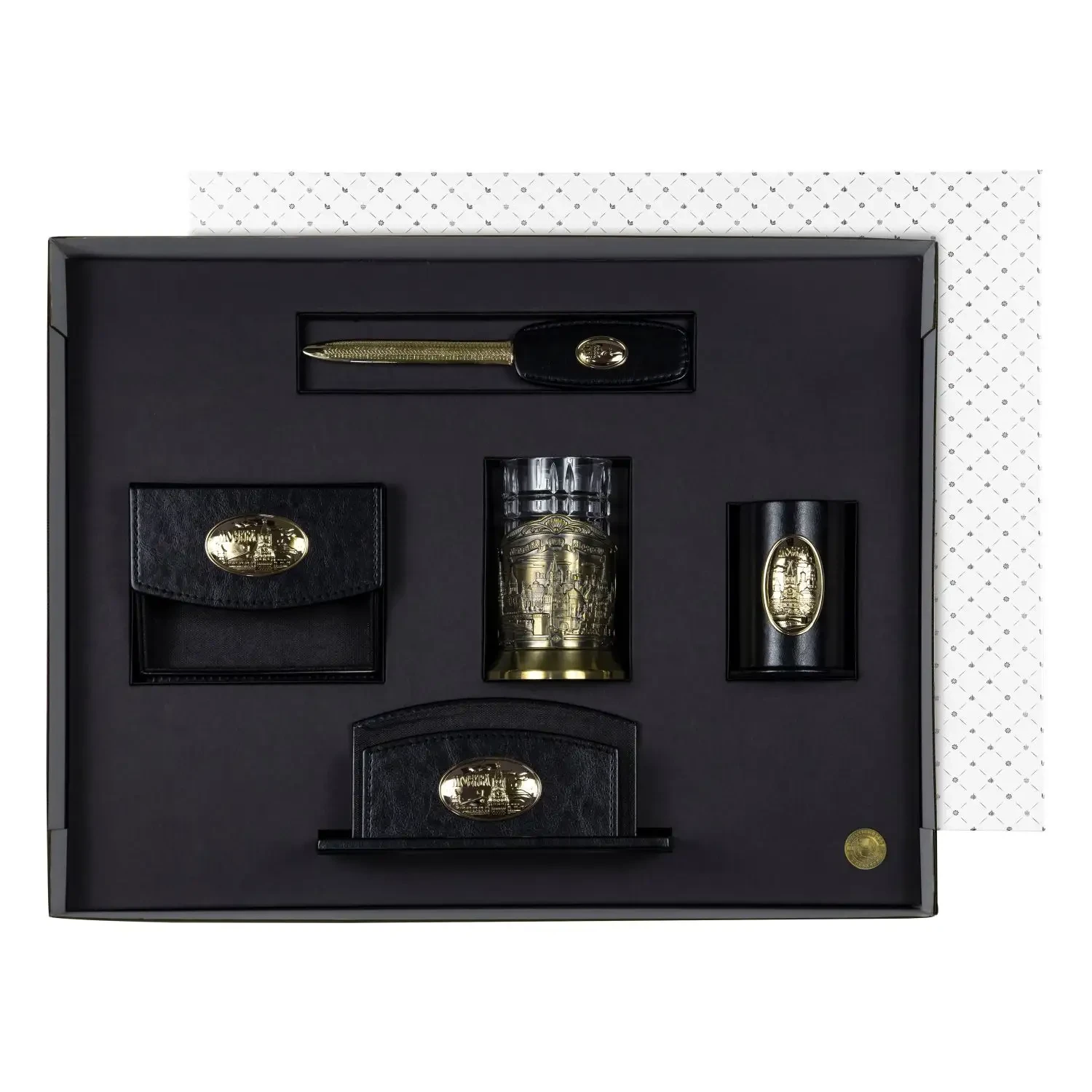 Набор канцелярский "Москва" латунный из экокожи