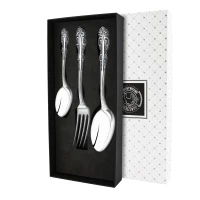 Набор столовый "Юбилейный": вилка, ложка, чайная ложка посеребренный с чернением