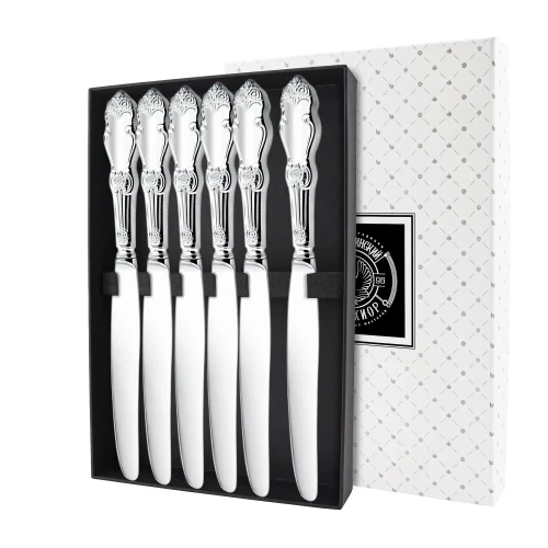 Набор столовых ножей "Серебряная роза" посеребренный Набор столовых ножей "Серебряная роза" посеребренный