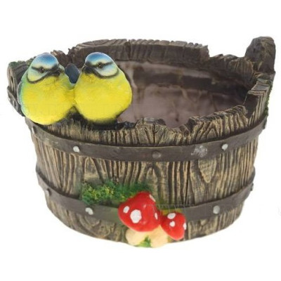 Кашпо декоративное "Синички на корыте"