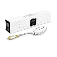 Ложка столовая "Серебряная роза" позолоченный рисунок