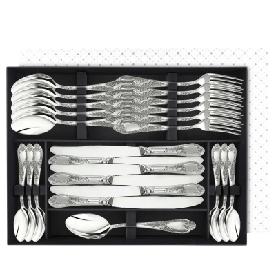 Набор столовый "Классика" 24 предмета из мельхиора с посеребрением