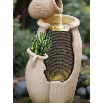 Фонтан декоративный Каскад Кувшин Модерн с подсветкой