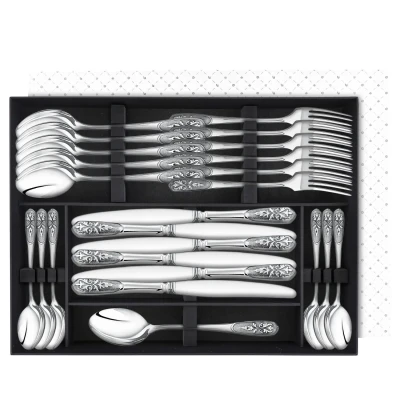 Набор столовый "Визирь": вилка, ложка, нож, чайная ложка посеребренный с чернением