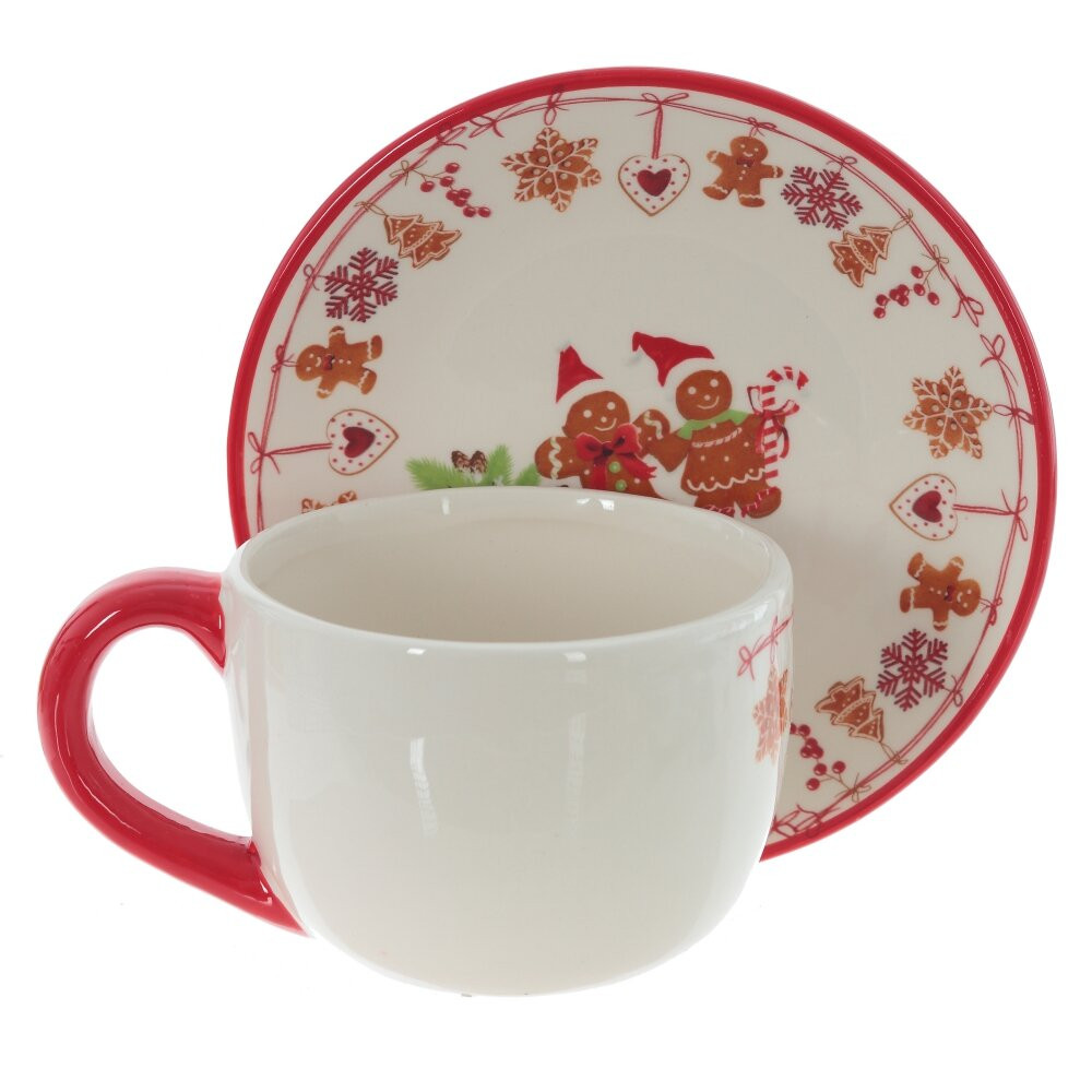 Чашка с блюдцем "Пряничное настроение", 400 мл, L16 W16 H8,5 см