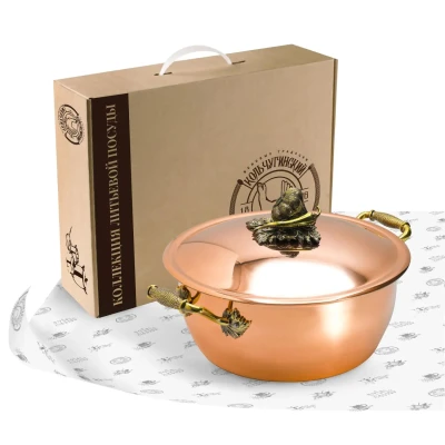 Кастрюля 3,5л медная с лужением с крышкой "Чеснок"