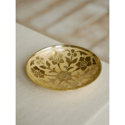 Конфетница латунь резная цветная эмаль h-13 см