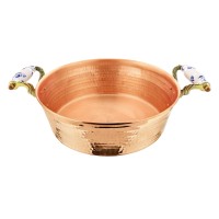 Медный кованный таз на 6 литров "Ягоды-Гжель"