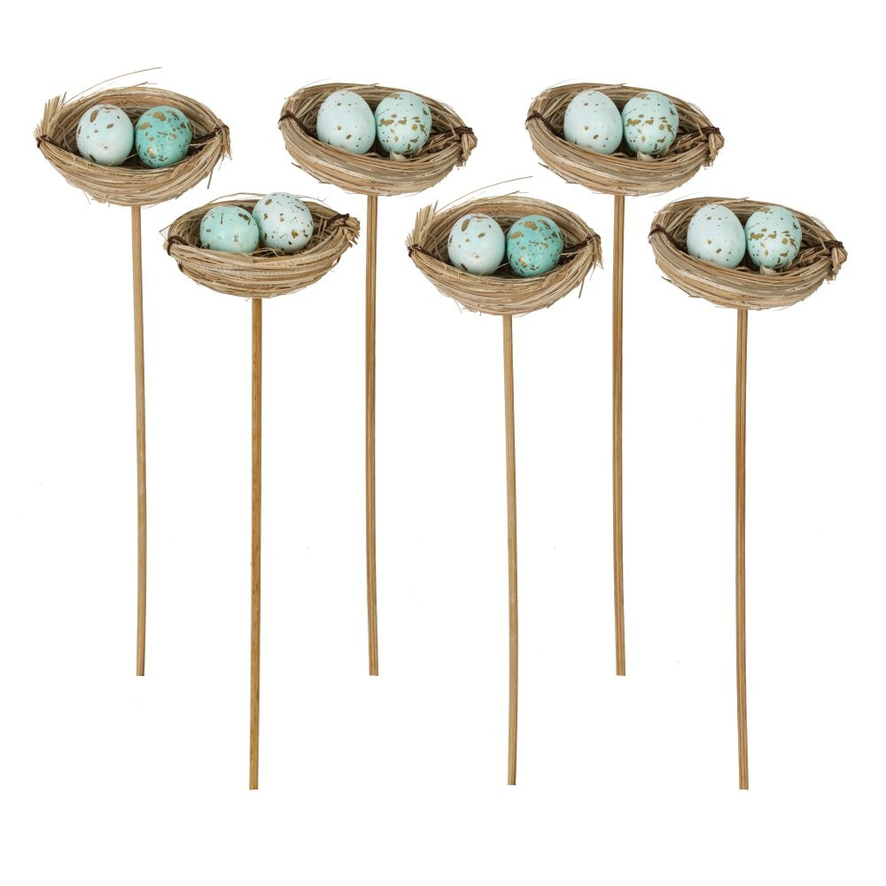 Набор из 6-ти изделий декоративных (вставка) "Гнездо пасхальное" (6*5*3), L26 W17 H5,5 см