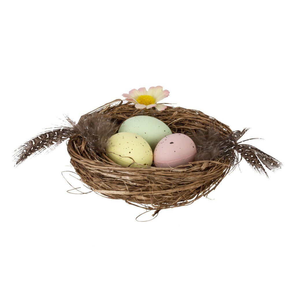 Изделие декоративное "Гнездо пасхальное" (блок 12 шт), L7 W6,5 H2 см, 2в.