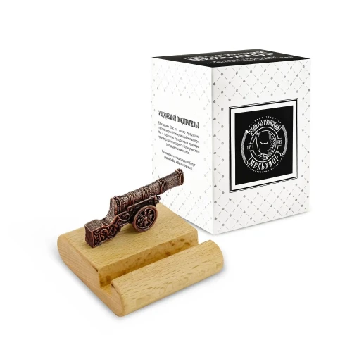 Подставка  для телефона малая "Пушка"  медная с чернением