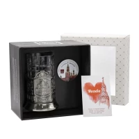 Набор для чая "Храм Христа Спасителя" никелированный с чернением  с открыткой и значком "Москва"